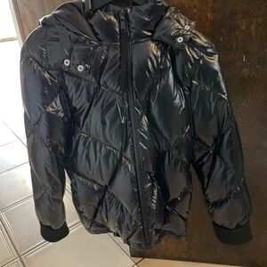 Shiny Black Kids Puffer Jacket